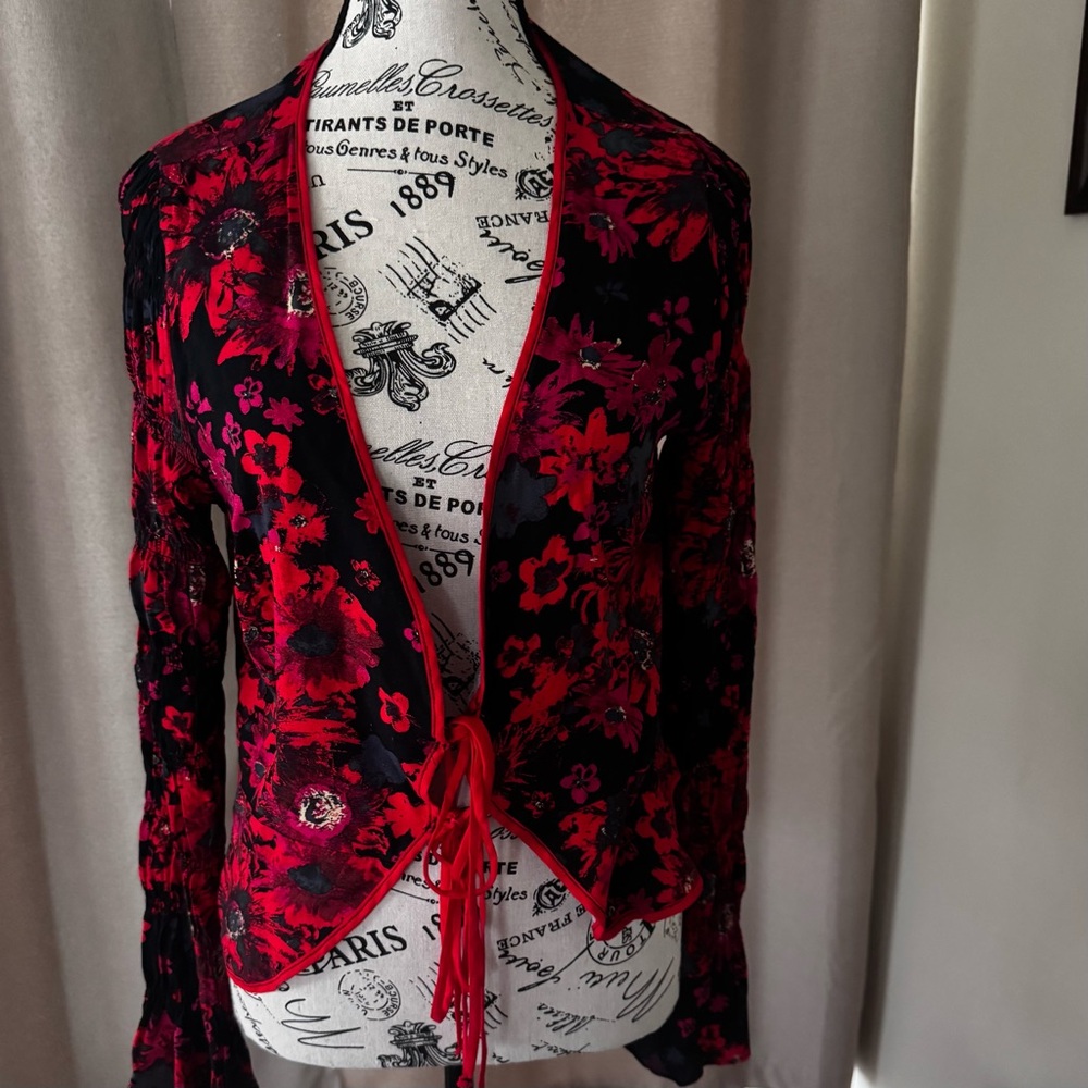 Free People Movement Cover/Top, Floral Red and Black Women's